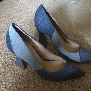 Patchwork denim heel